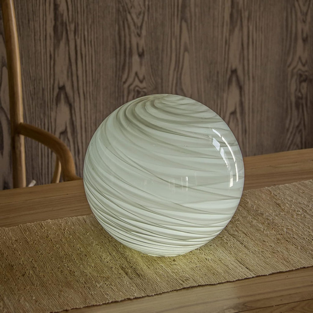 White Table Lamp, Glass Table Lamp, Vintage Table Lamp (Ashen Rill)