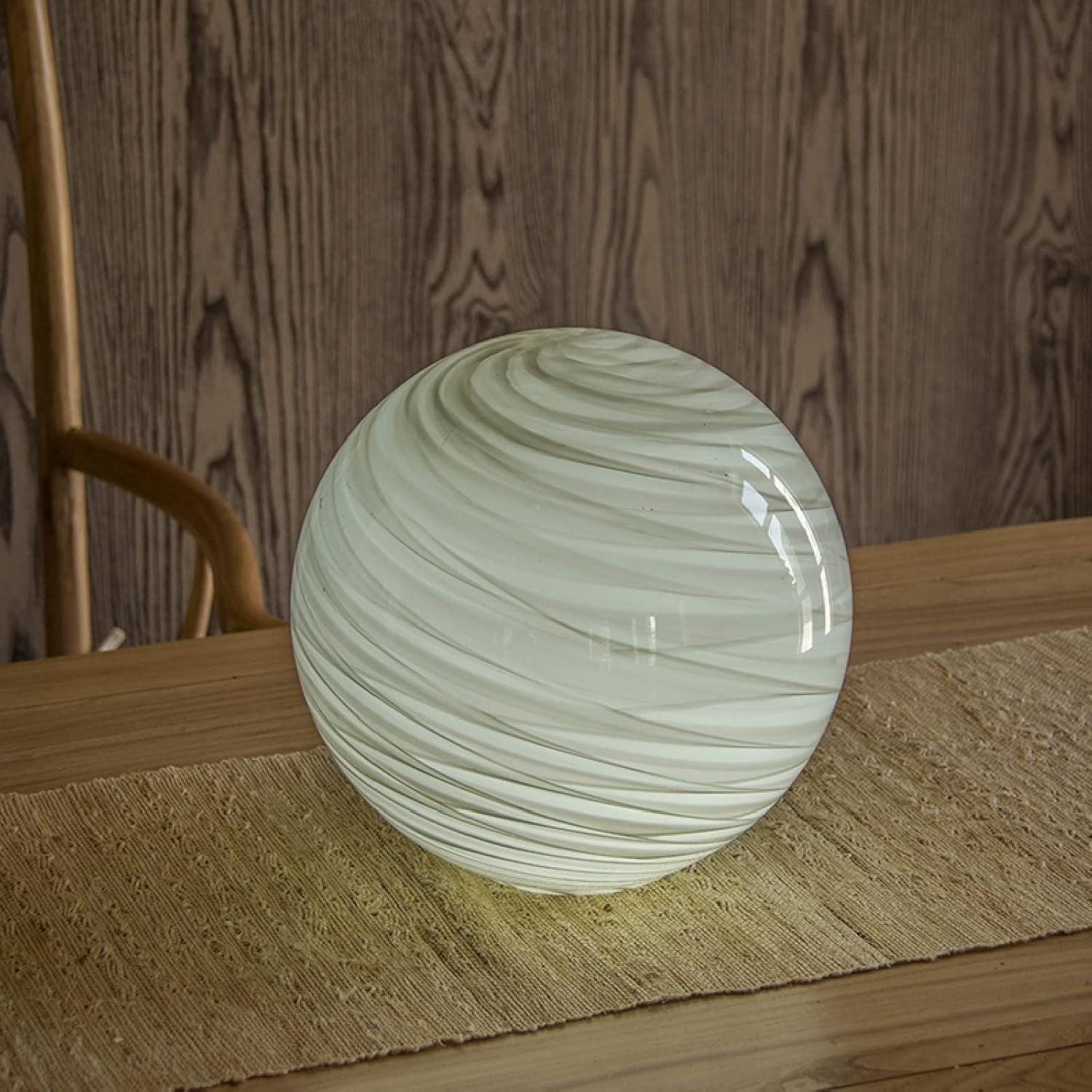 White Table Lamp, Glass Table Lamp, Vintage Table Lamp (Ashen Rill)