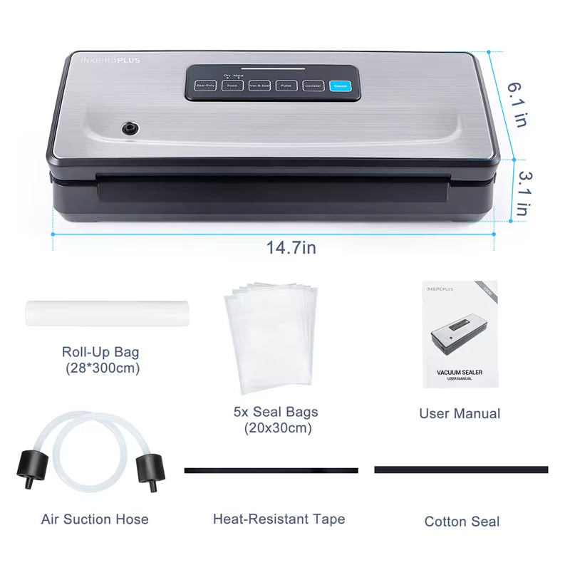 Plastic Bag Sealer Vacuum Sealing Machines with Dry/Moist/Pulse/Canister Packaging Modes Versatile Kitchen Appliances