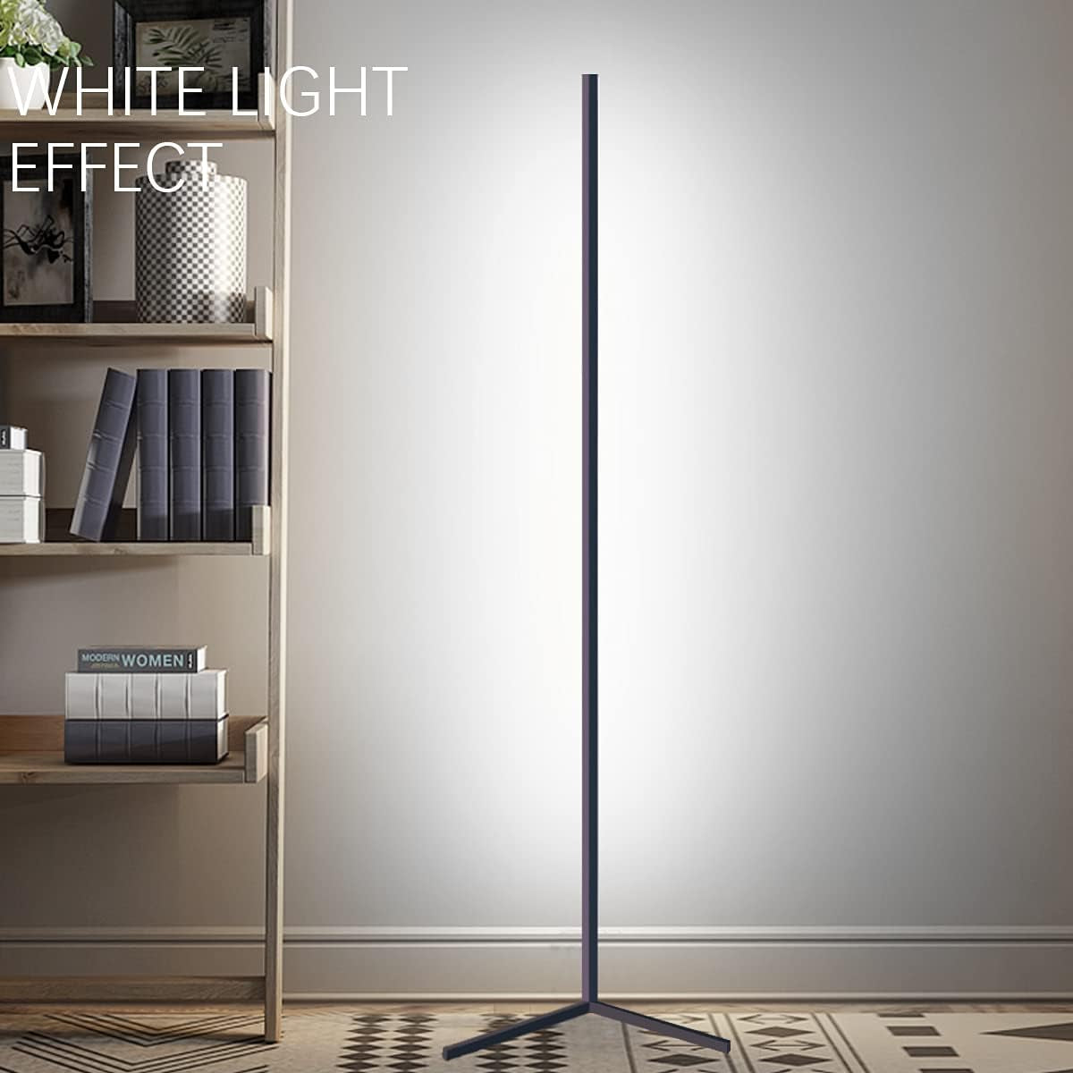 Smart Floor Lamp, RGBCW LED Corner Lamp, APP Control Compatible with Alexa & Google Home Music Sync 58" Tall Modern Floor Lamp, DIY Colors & Modes Ambient Corner Lights (Black 1)