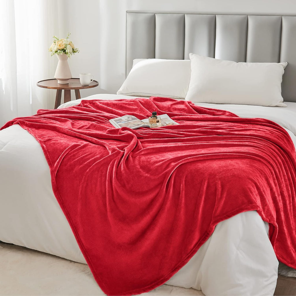 Fleece Blanket Red Throw Blanket for Couch & Bed, Luxury Plush Cozy Fuzzy Blanket 50" X 60", Super Soft Warm Lightweight Throw Blanket for Travel Camping