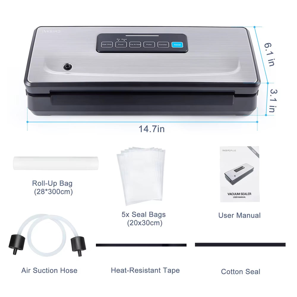 Plastic Bag Sealer Vacuum Sealing Machines with Dry/Moist/Pulse/Canister Packaging Modes Versatile Kitchen Appliances