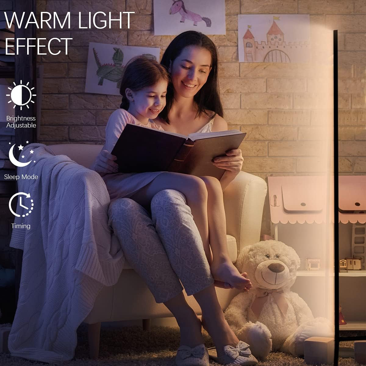 Smart Floor Lamp, RGBCW LED Corner Lamp, APP Control Compatible with Alexa & Google Home Music Sync 58" Tall Modern Floor Lamp, DIY Colors & Modes Ambient Corner Lights (Black 1)