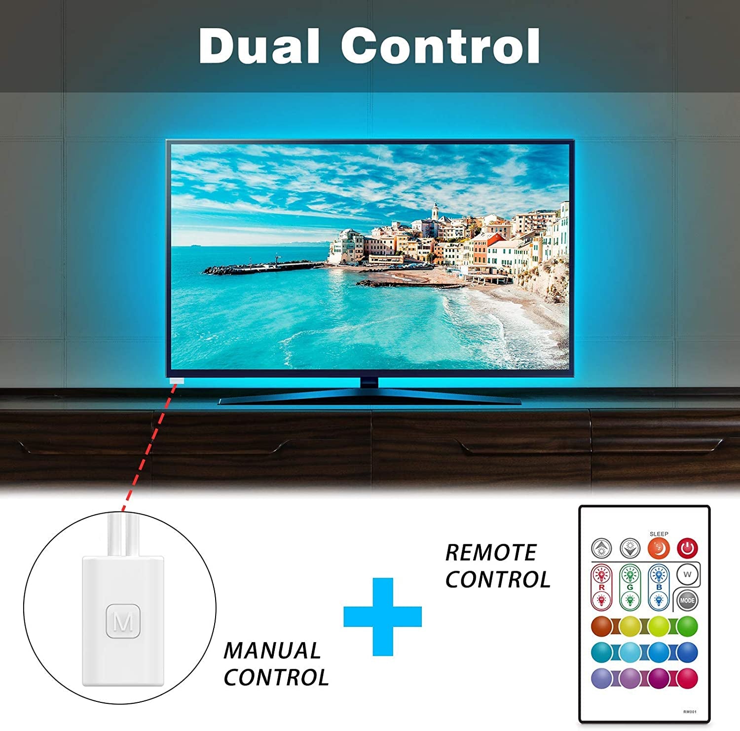 TV LED Backlight, 6.56Ft 4-Per Cut LED Lights for TV 32-58 Inches, USB LED Strip Game Light with 4096 DIY Colors Remote Control, TV Lights behind for Room Decor, TV Bias Light Kit.