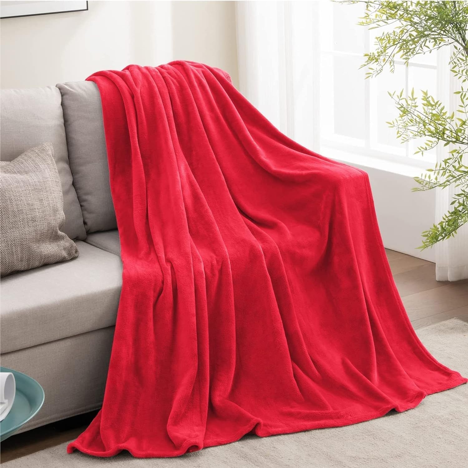 Fleece Blanket Red Throw Blanket for Couch & Bed, Luxury Plush Cozy Fuzzy Blanket 50" X 60", Super Soft Warm Lightweight Throw Blanket for Travel Camping