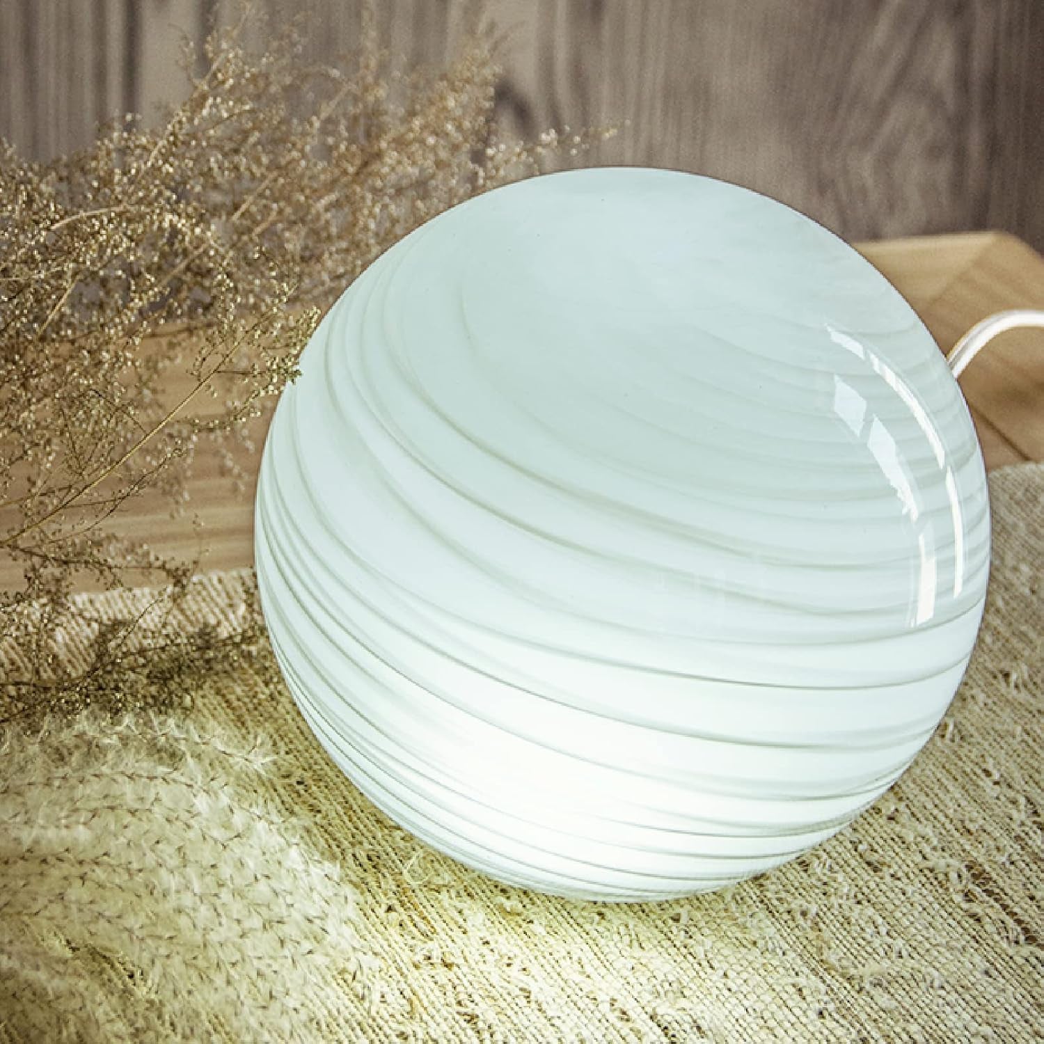 White Table Lamp, Glass Table Lamp, Vintage Table Lamp (Ashen Rill)