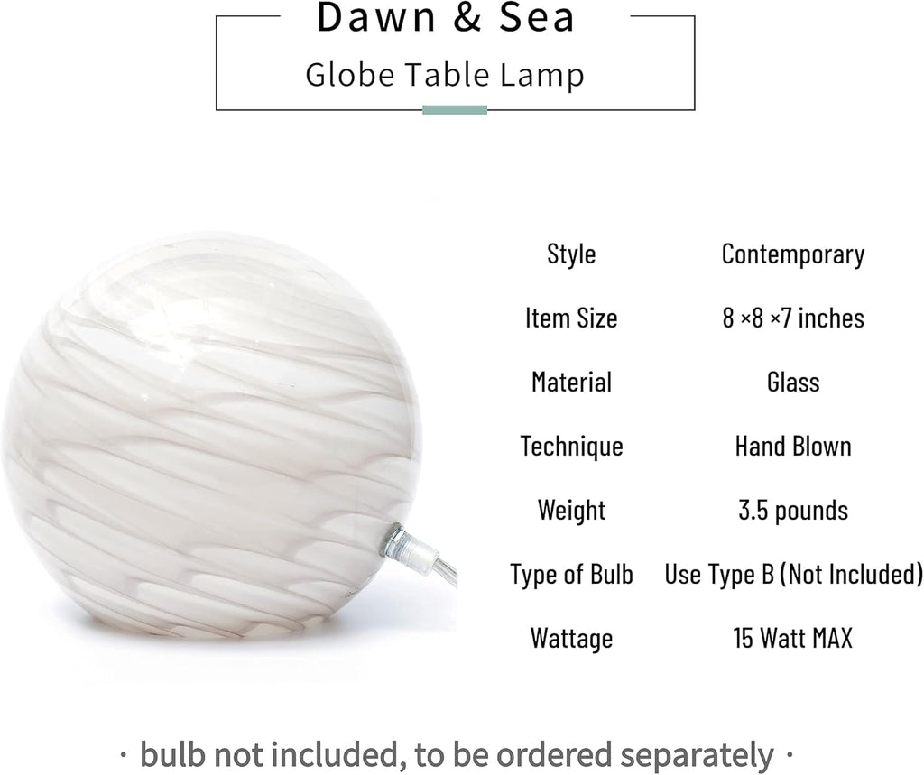 White Table Lamp, Glass Table Lamp, Vintage Table Lamp (Ashen Rill)