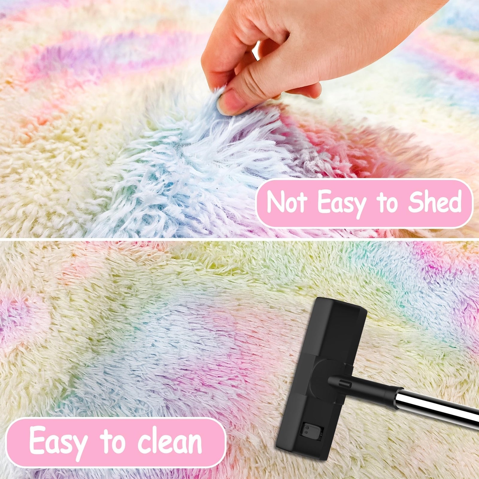 Rainbow Rugs 5X8 Ft Fluffy Plush Area Rugs for Girls Bedroom, Shaggy Rugs For...