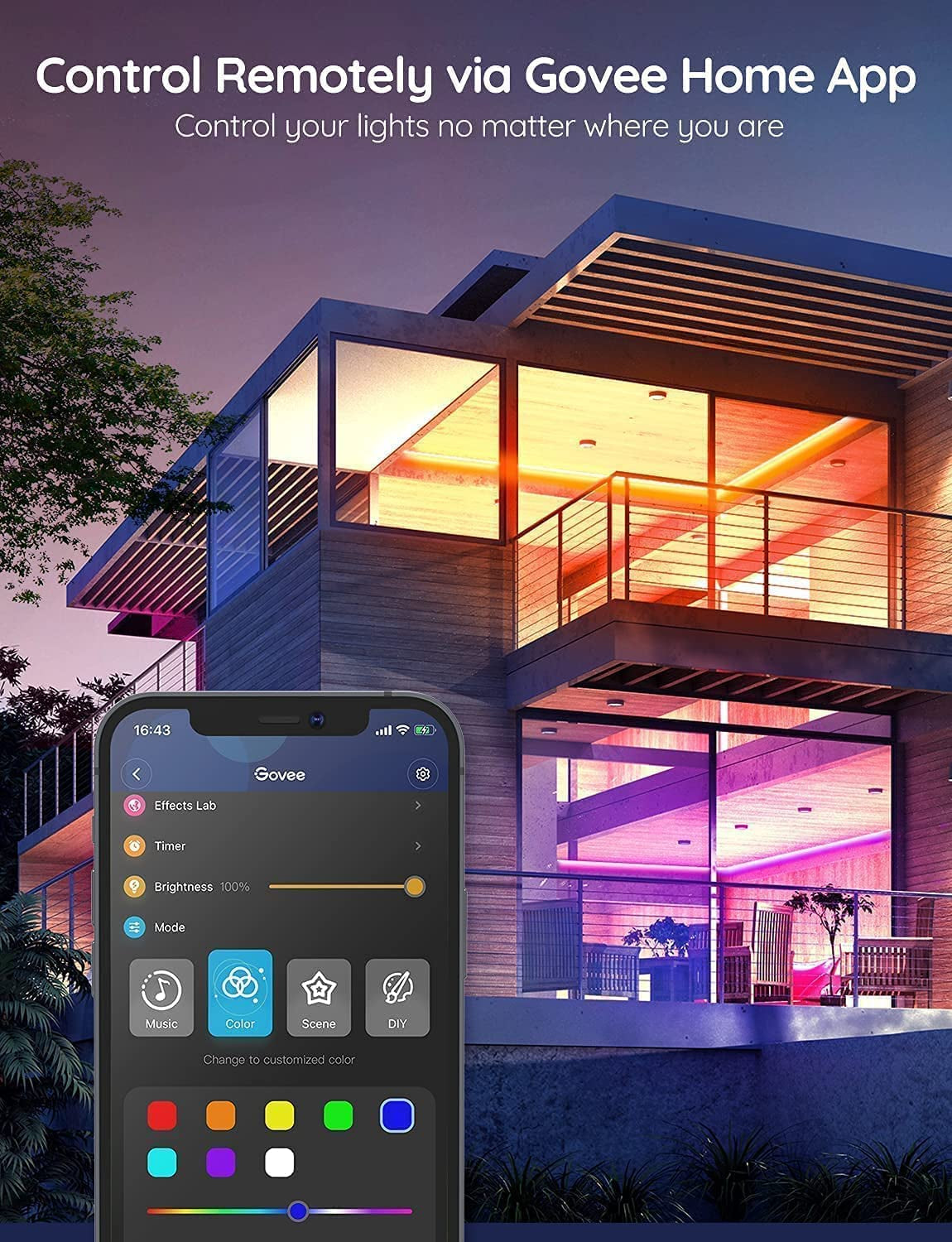 Smart RGB LED Strip Lights, 16.4Ft Wifi LED Strip Lighting Work with Alexa and Google Assistant, 16 Million Colors with App Control and Music Sync LED Lights for Bedroom, Home Decor