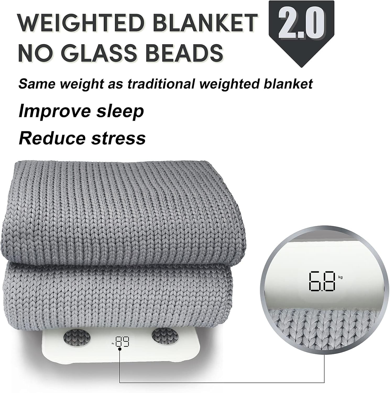 Knitted Weighted Blanket(60''X80'' 15Lbs) Cooling Chunky Knit Heavy Blanket Braided Crochetthick Cable Yarn Ative No Beads Evenly Machine Washable, Grey,