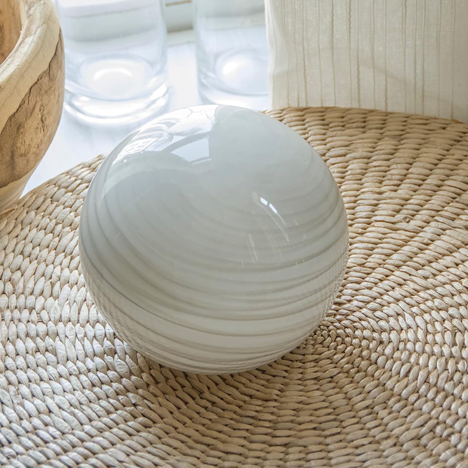 White Table Lamp, Glass Table Lamp, Vintage Table Lamp (Ashen Rill)