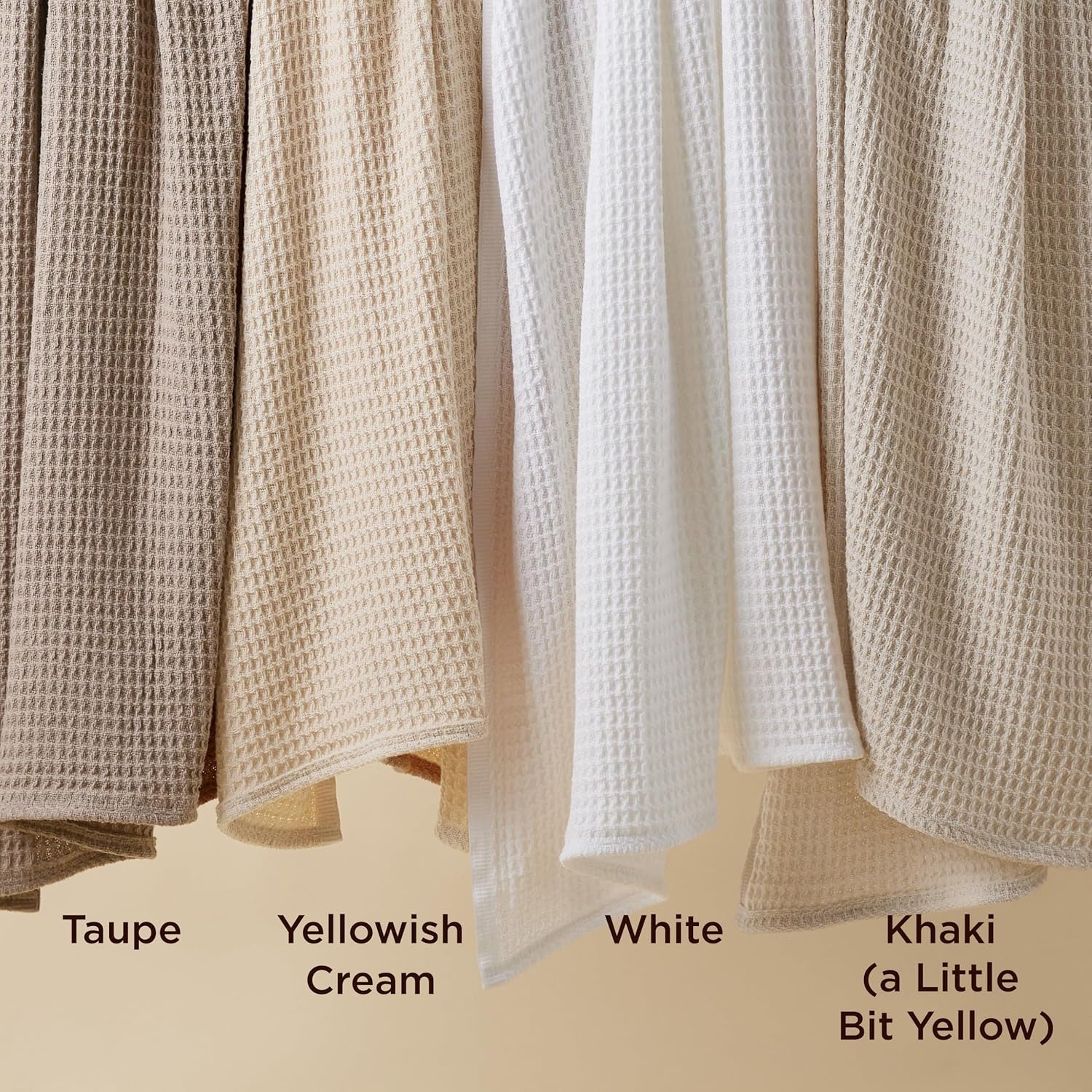 Gentlesoft 100% Cotton Blanket Queen Size for Bed - Breathable and Soft, Thick Cozy Waffle Weave Christmas Blanket Gift for Women, Yellowish Cream, 90X90 Inches