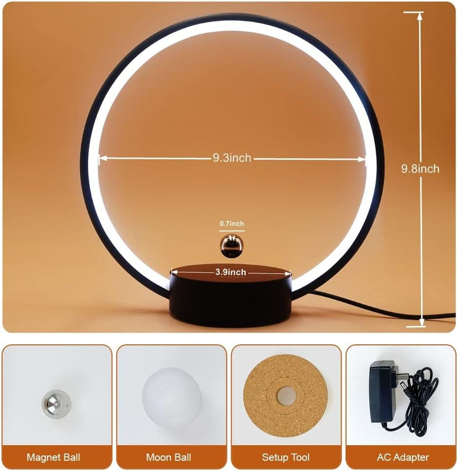 Circlo Table Lamp, Desk Lamp for Living Room with 2 Levitating Switch, Touch Lamp Led Lamp 3 Modes Levitating Bedside Lamp Night Light Lamp Modern Lamp for Bedroom Home Office Decor(Black)