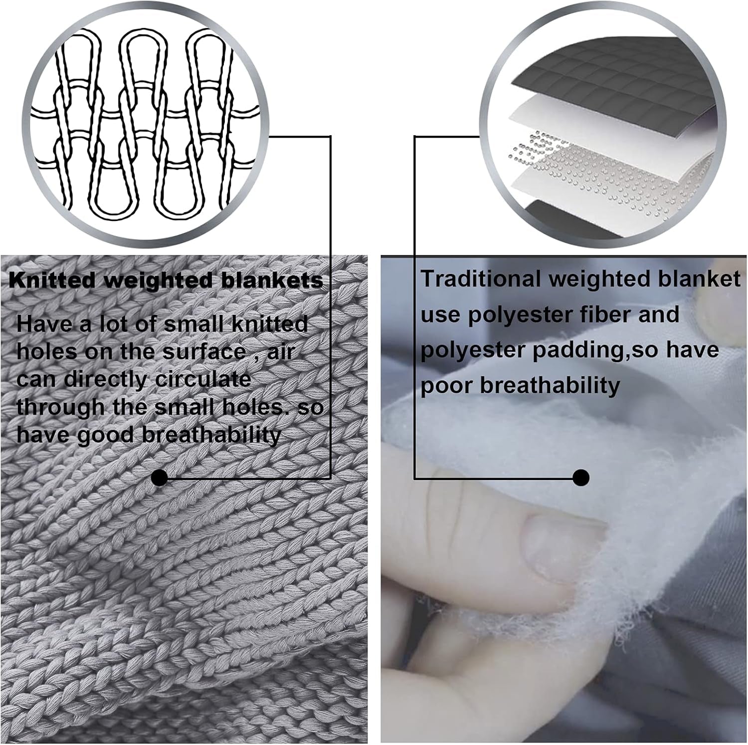 Knitted Weighted Blanket(60''X80'' 15Lbs) Cooling Chunky Knit Heavy Blanket Braided Crochetthick Cable Yarn Ative No Beads Evenly Machine Washable, Grey,