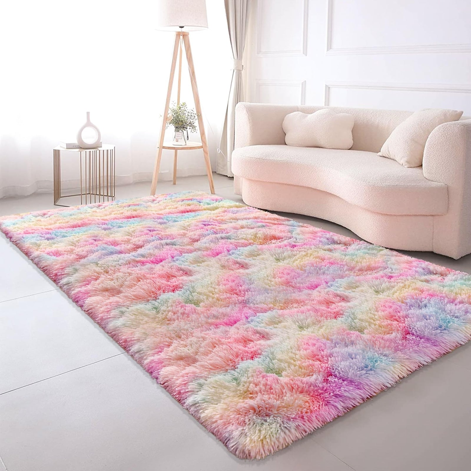 Rainbow Rugs 5X8 Ft Fluffy Plush Area Rugs for Girls Bedroom, Shaggy Rugs For...