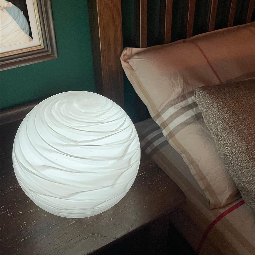 White Table Lamp, Glass Table Lamp, Vintage Table Lamp (Ashen Rill)