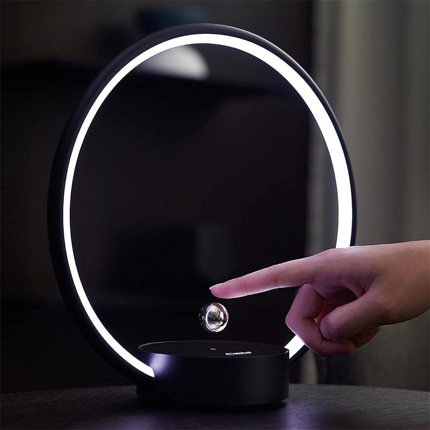 Circlo Table Lamp, Desk Lamp for Living Room with 2 Levitating Switch, Touch Lamp Led Lamp 3 Modes Levitating Bedside Lamp Night Light Lamp Modern Lamp for Bedroom Home Office Decor(Black)